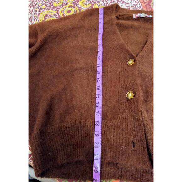 Urban Outfitters Cozy Thea Cardigan Brown Boho Open Front Sweater Women’s SZ S - Picture 9 of 11